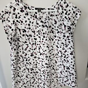 Dalia White Floral/Abstract Blouse Pink Plum Black Size L